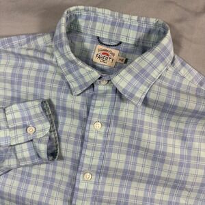 Faherty Movement Long Sleeve Shirt Button Down Plaid Gingham Men's M